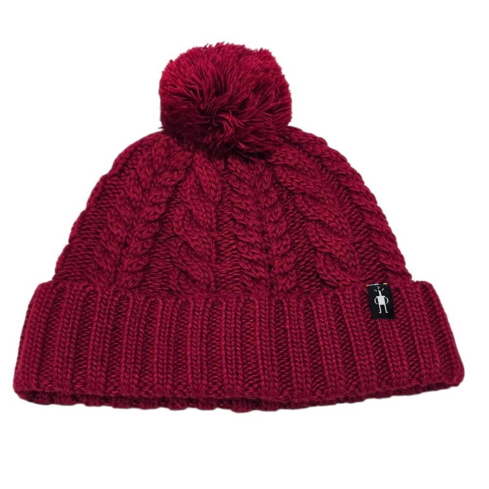 Smartwool Cable Knit Merino Wool Blend Pom Beanie Berry Red SW0SC153 Fall 20